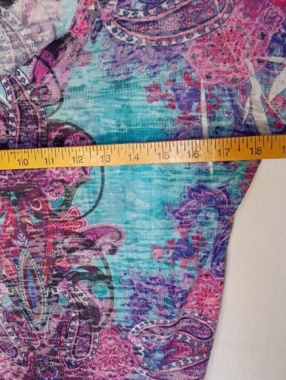 Mushka By Siena Rose Boho Paisley V-Neck Long Sleeve Top - Pink, Turquoise Sz L - Picture 5 of 6